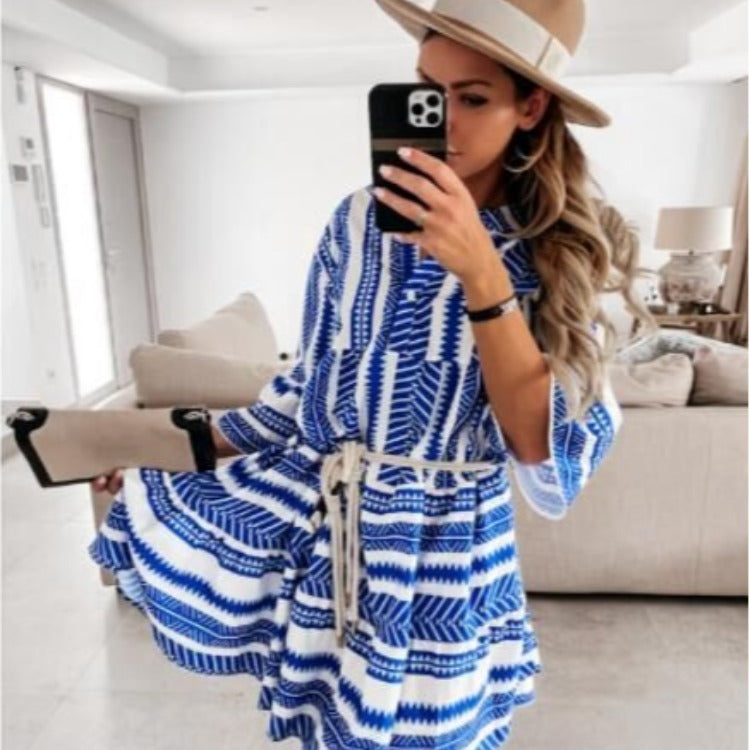 Nuevo vestido bohemio estampado de verano