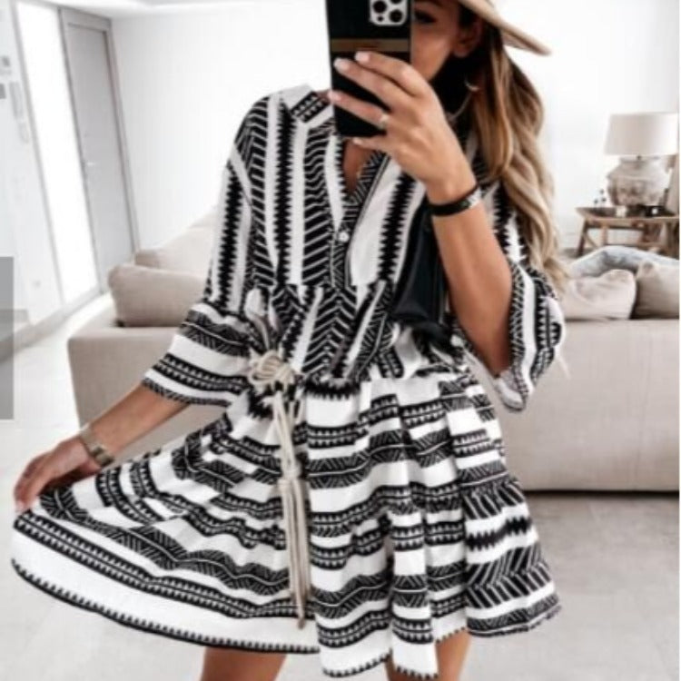 Nuevo vestido bohemio estampado de verano