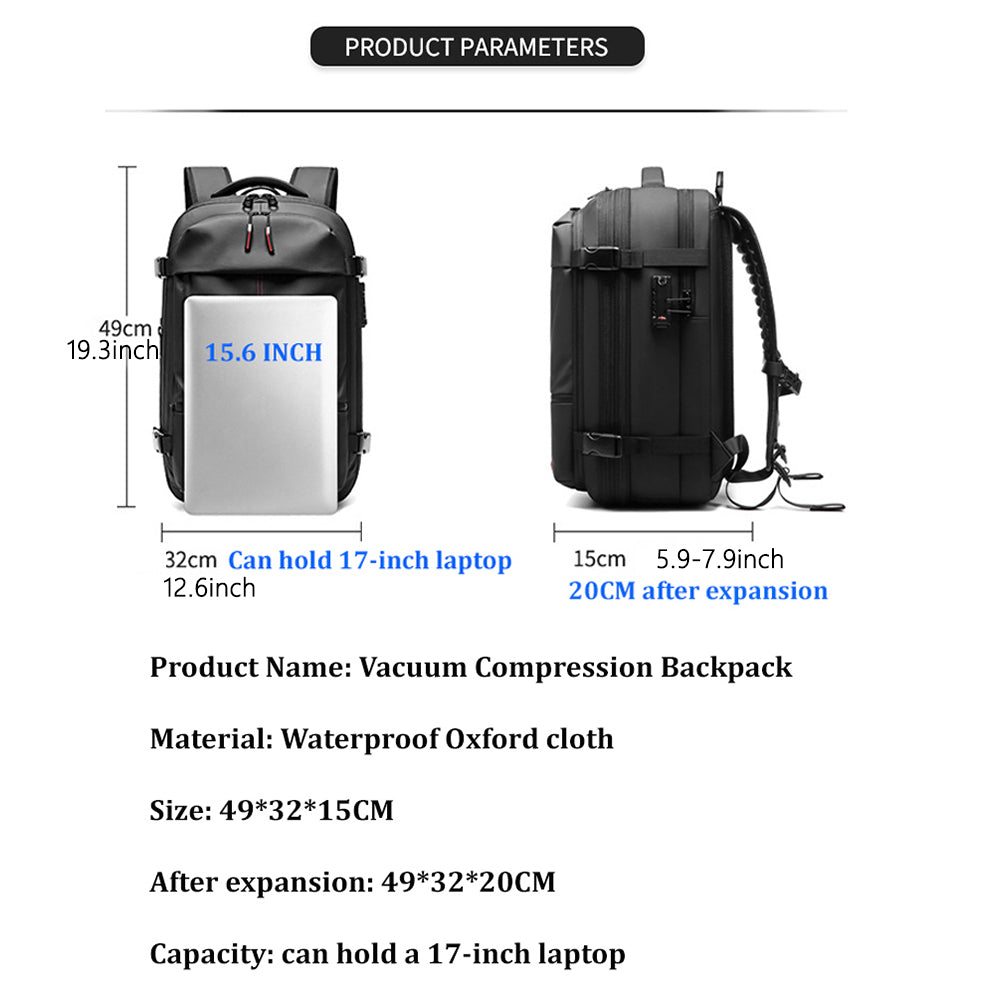 Expandable Waterproof Travel Backpacks Men Business Laptop