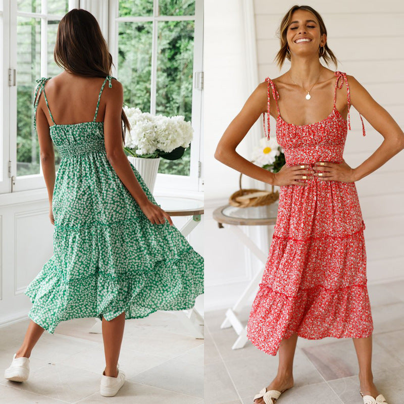 Vestido halter con estampado vintage de verano