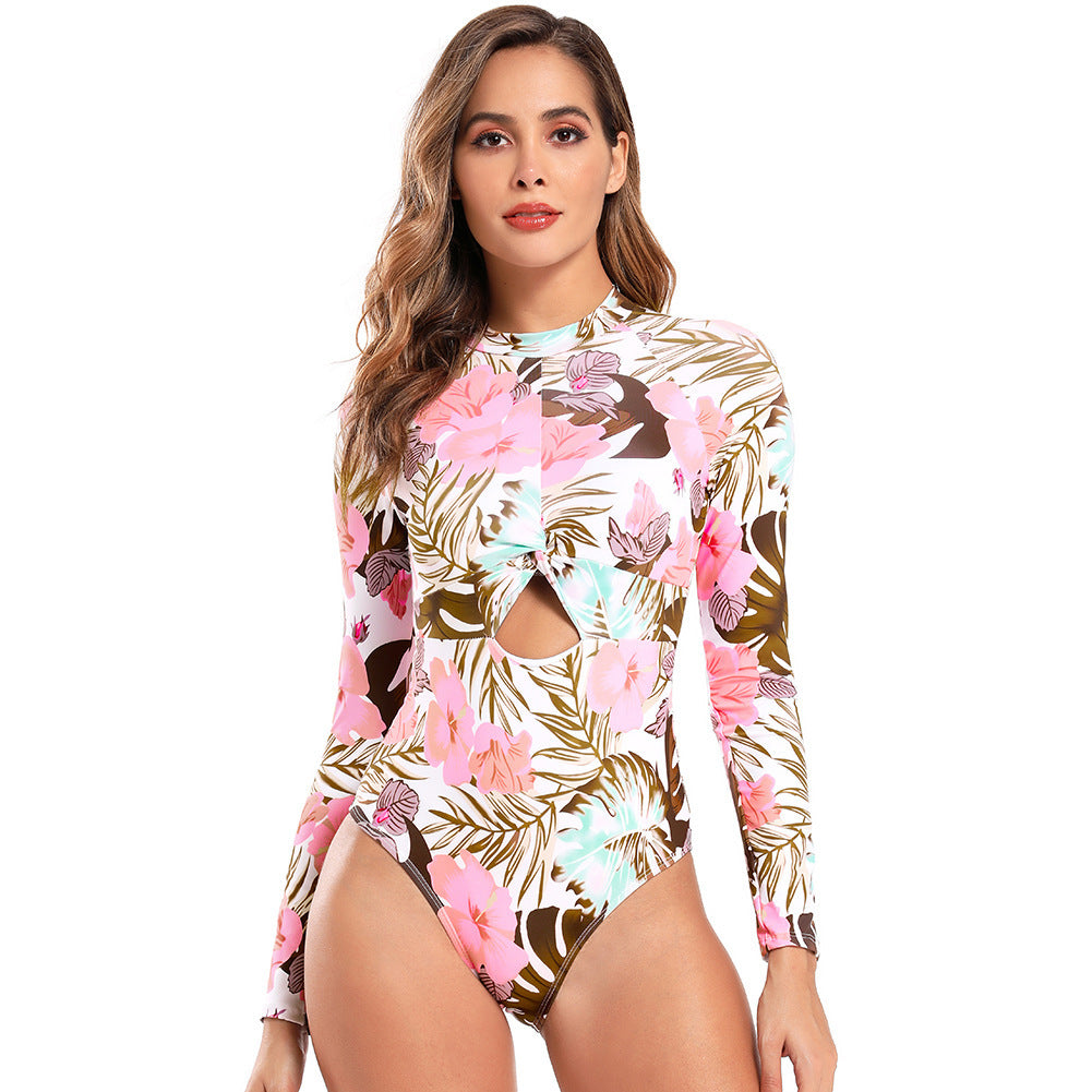 Printed One Piece Conservative Surf Swimsuit SmallLong