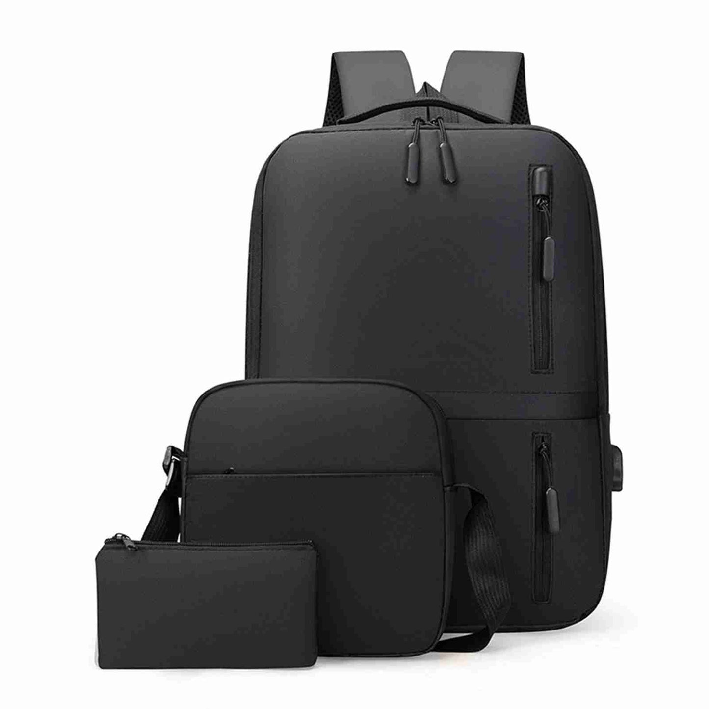 Men's Business Bag Set USB High Capacity Laptop Backpack Double Shoulder Bag