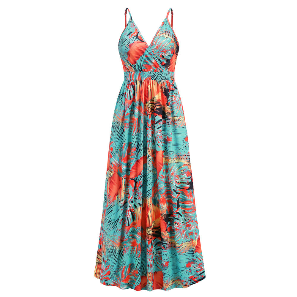Vestido largo de flores para verano, vestido playero para vacaciones