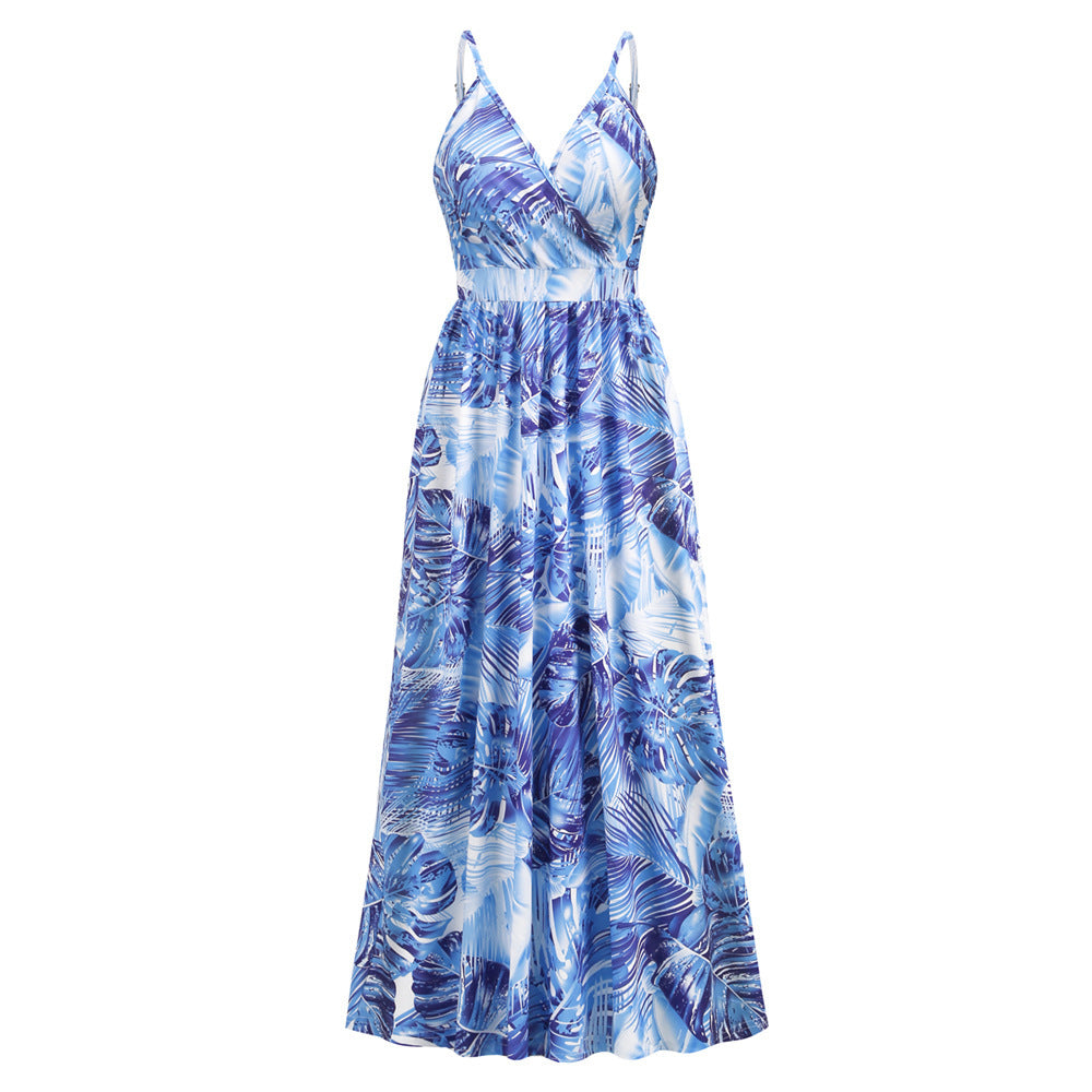 Vestido largo de flores para verano, vestido playero para vacaciones