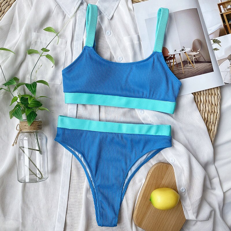 High Waist Bikinis Swimsuits Bandeau Swimwear