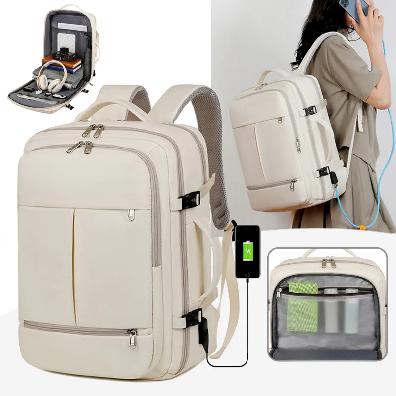 Mochila de gran capacidad para mujeres y hombres, con múltiples bolsillos y cremalleras