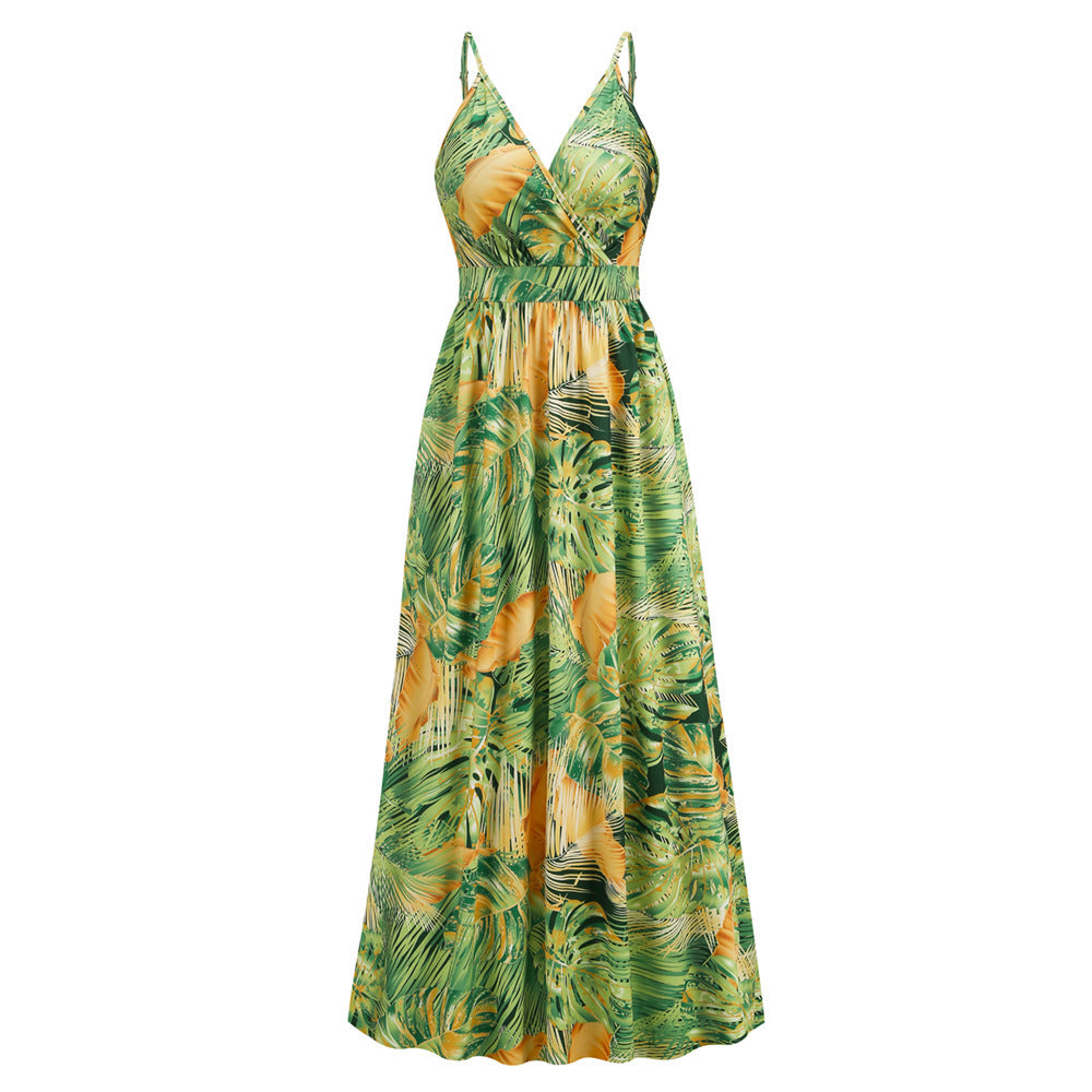 Vestido largo de flores para verano, vestido playero para vacaciones