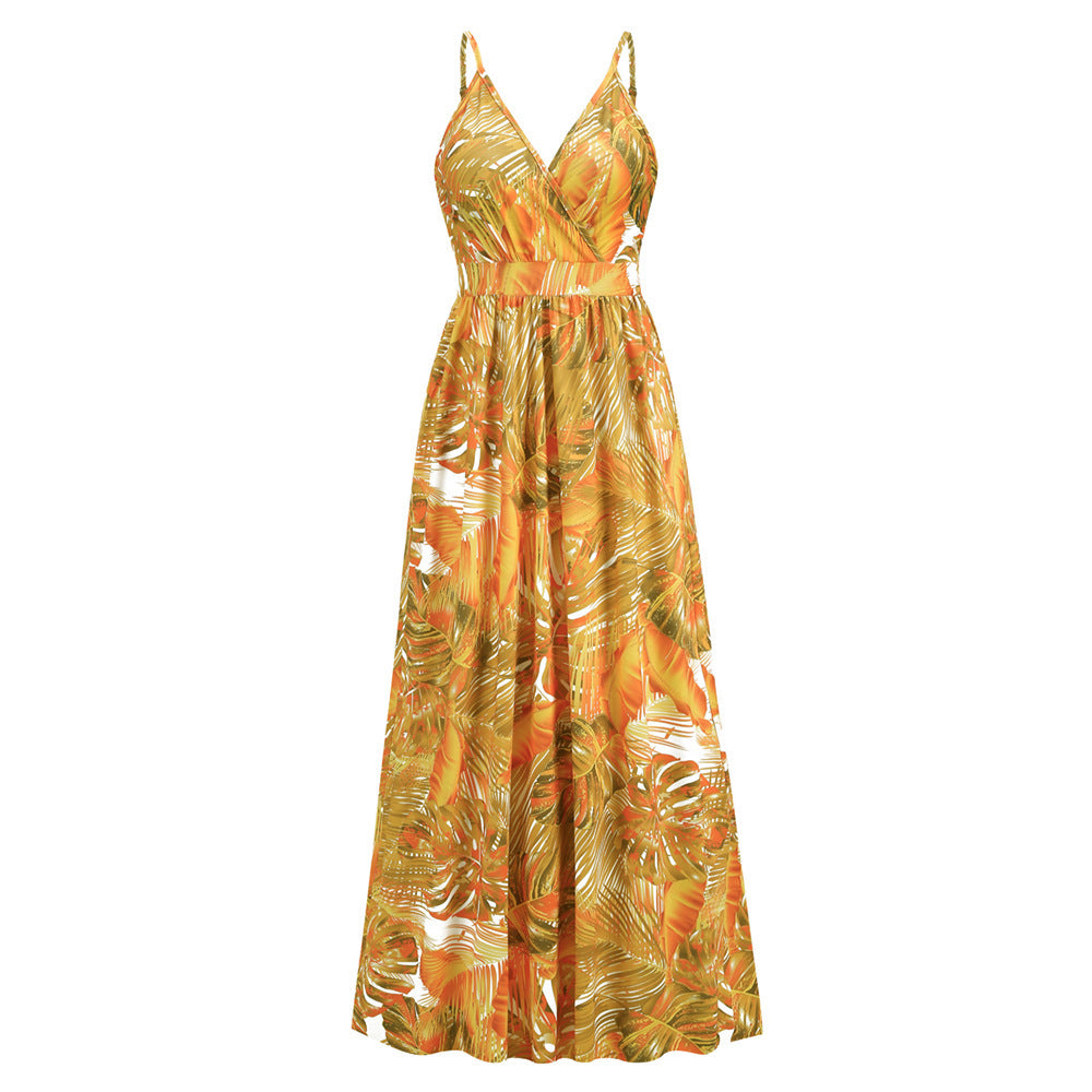 Vestido largo de flores para verano, vestido playero para vacaciones