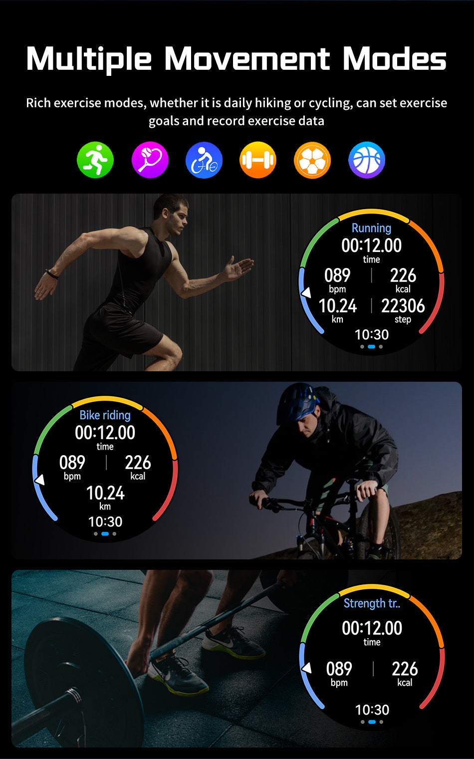 Reloj inteligente con Bluetooth para el sueño y el control del oxígeno en sangre