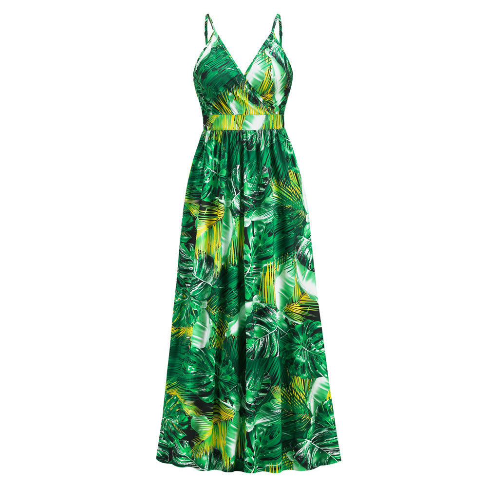 Vestido largo de flores para verano, vestido playero para vacaciones