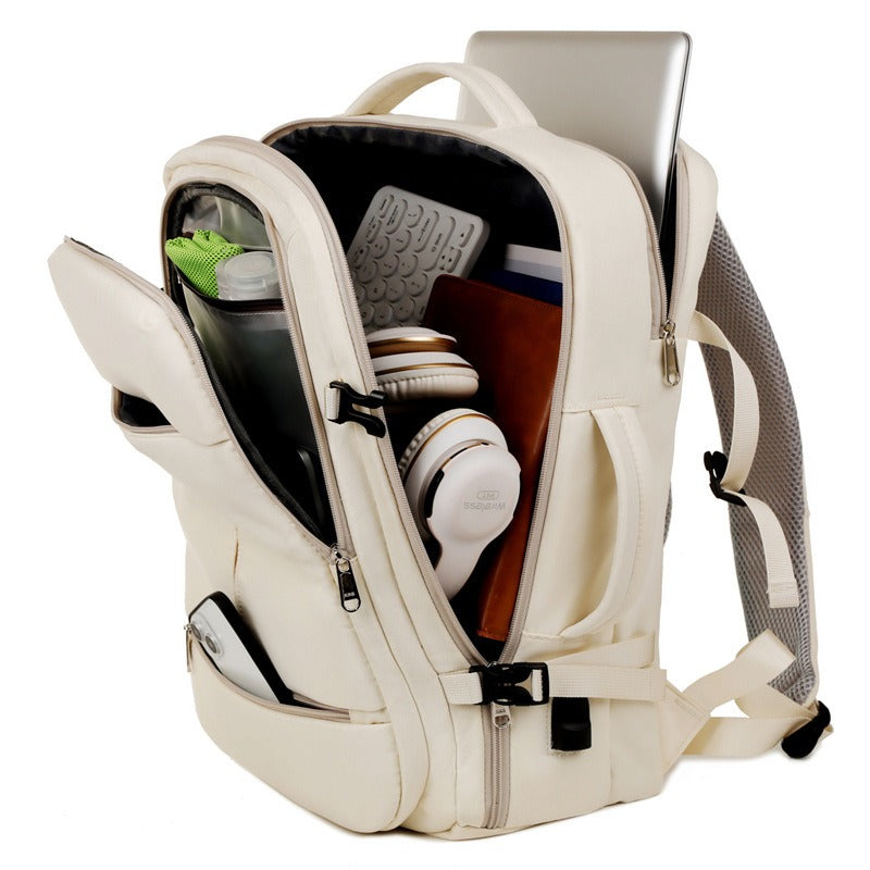 Mochila de gran capacidad para mujeres y hombres, con múltiples bolsillos y cremalleras