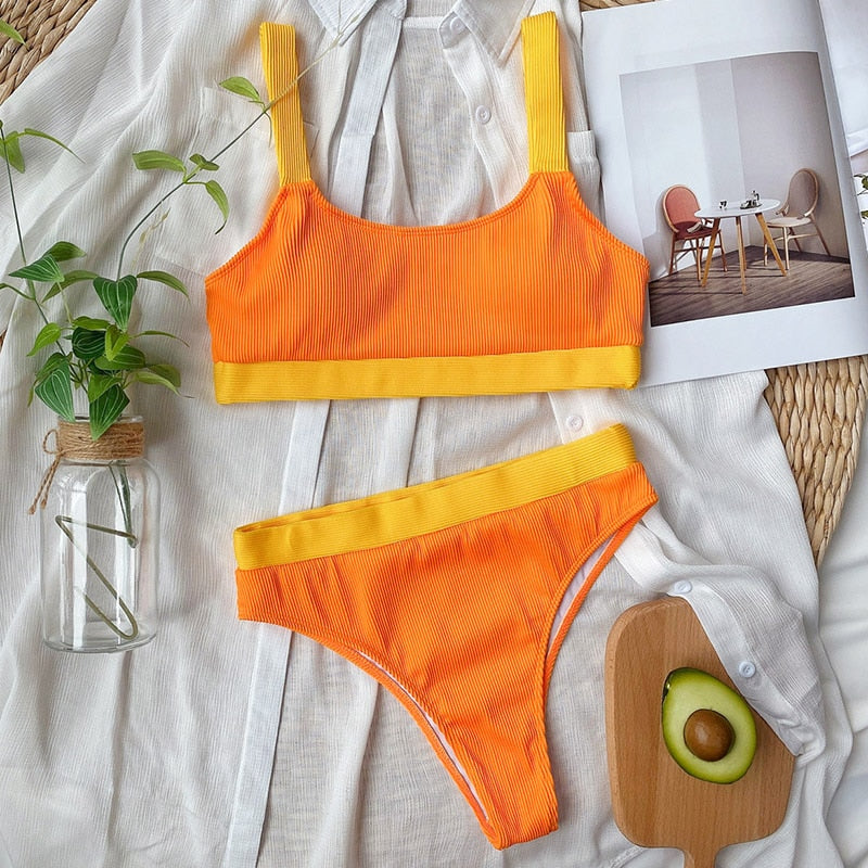 High Waist Bikinis Swimsuits Bandeau Swimwear