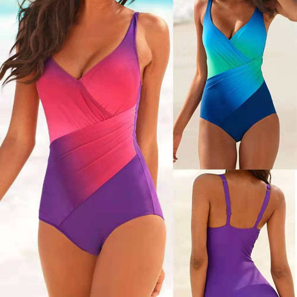 Traje de baño bikini arcoiris degradado de una pieza