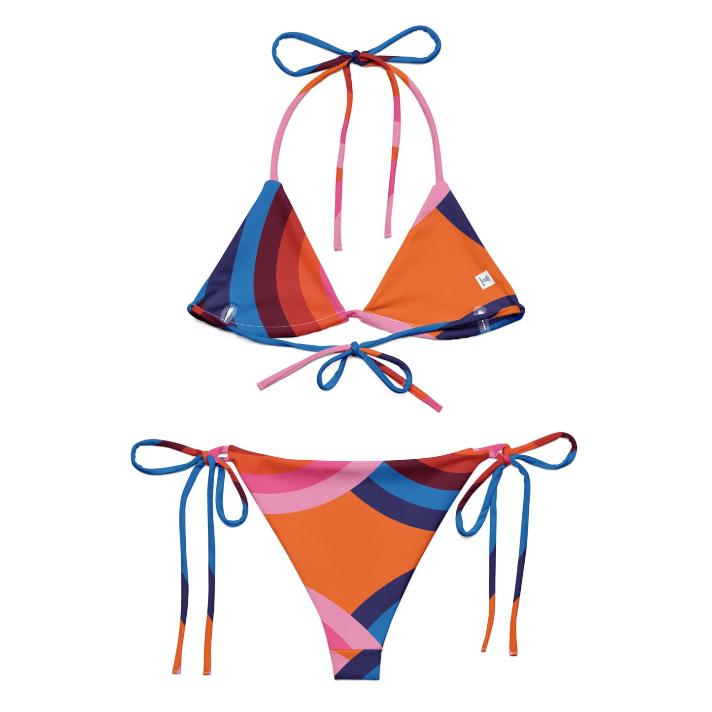 Recycelter Schnürbikini mit Allover-Druck