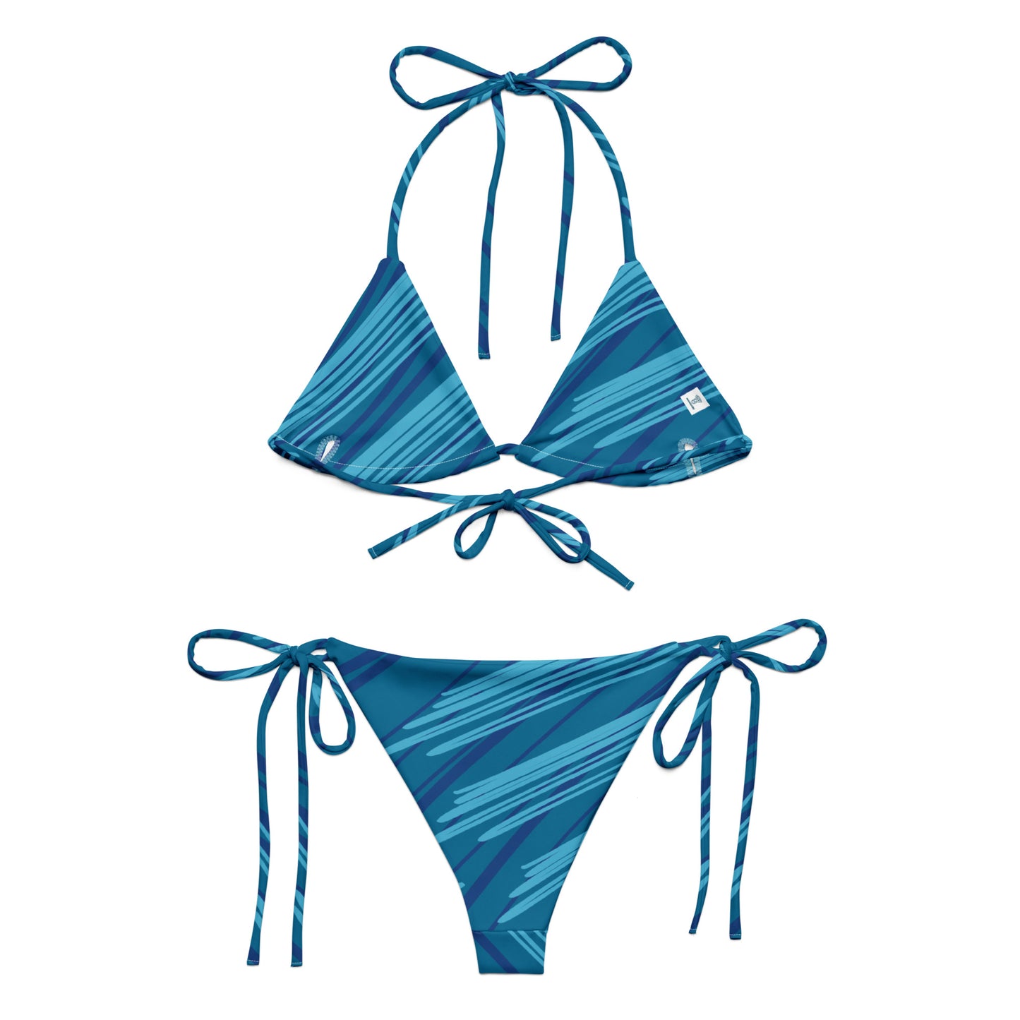 Bikini reciclado con cordones y estampado integral