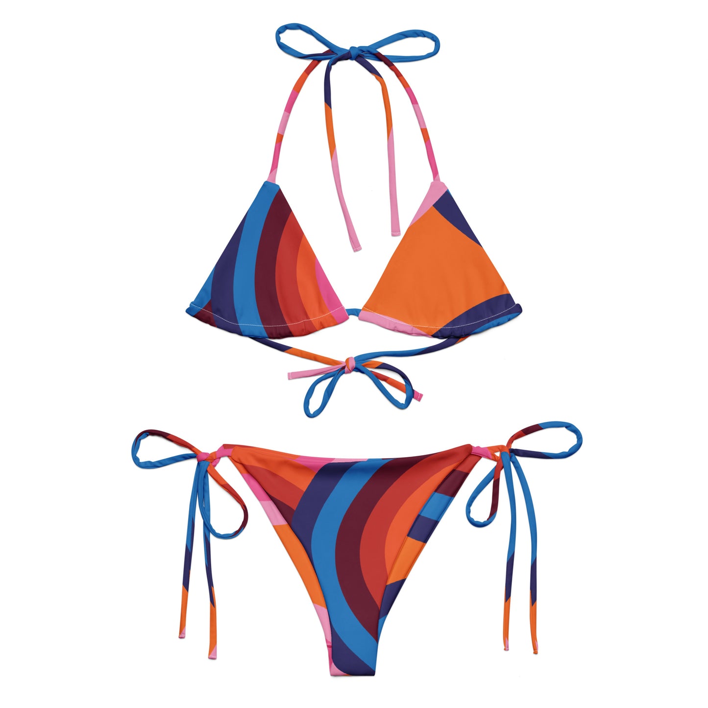 Recycelter Schnürbikini mit Allover-Druck