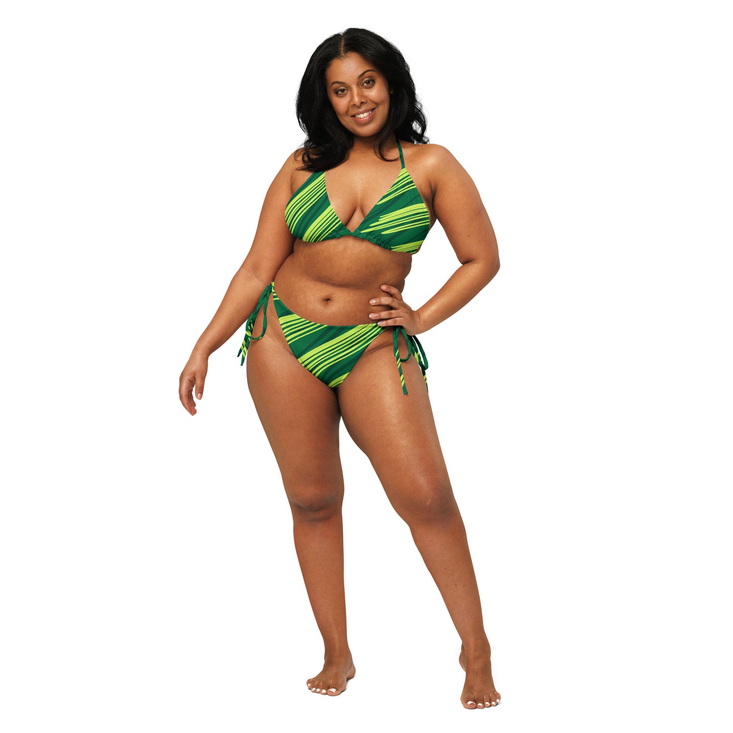 Recycelter Schnürbikini mit Allover-Druck