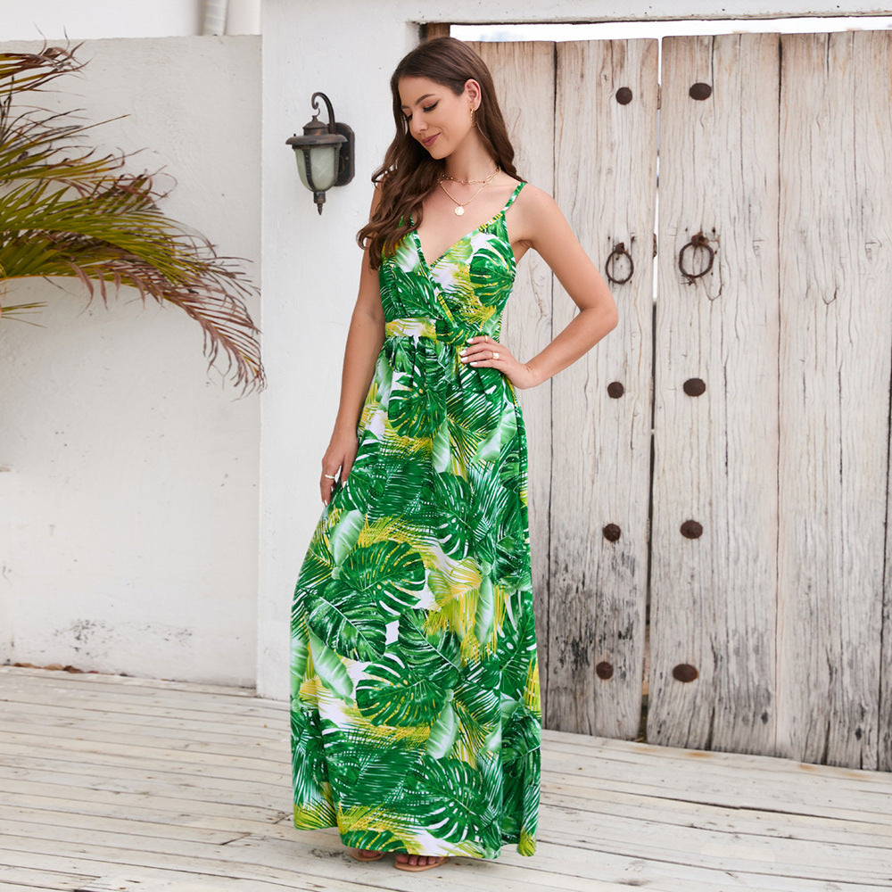 Vestido largo de flores para verano, vestido playero para vacaciones