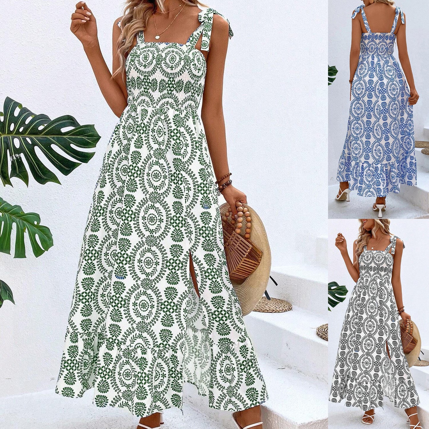 Vestido de verano con falda y tirantes
