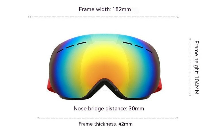 Large Spherical Double Layer Anti-fog Ski Goggles