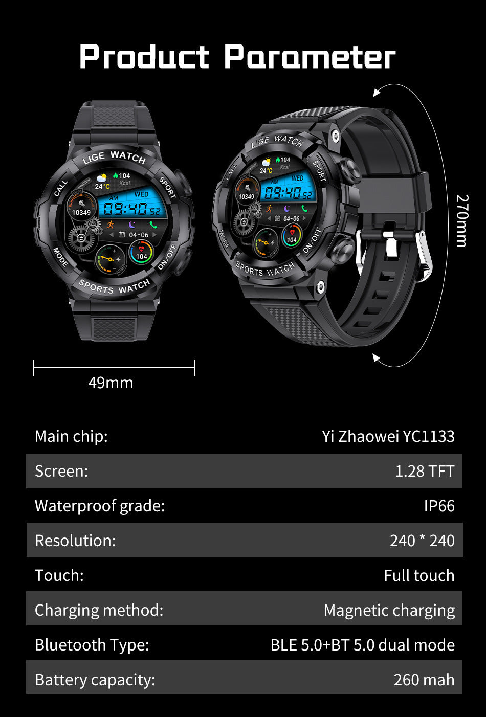 Reloj inteligente con Bluetooth para el sueño y el control del oxígeno en sangre