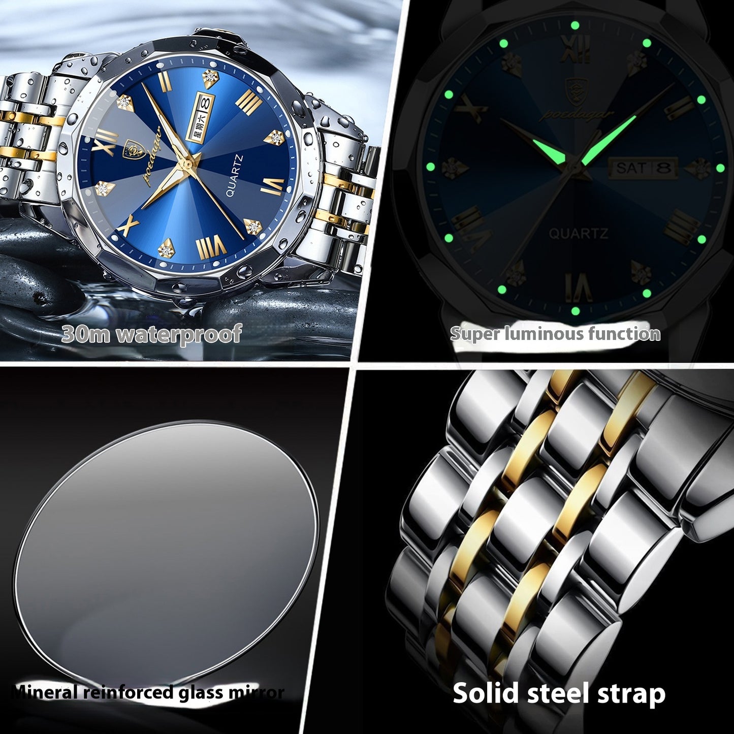 Reloj para hombre Reloj de lujo súper luminoso resistente al agua