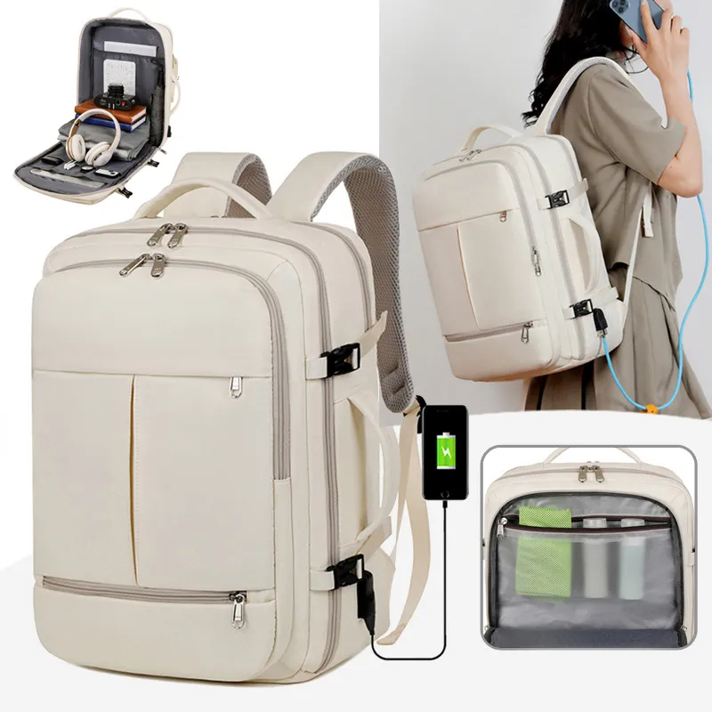 Large Capacity Backpack For Women Men Multiple Pockets And Zippers