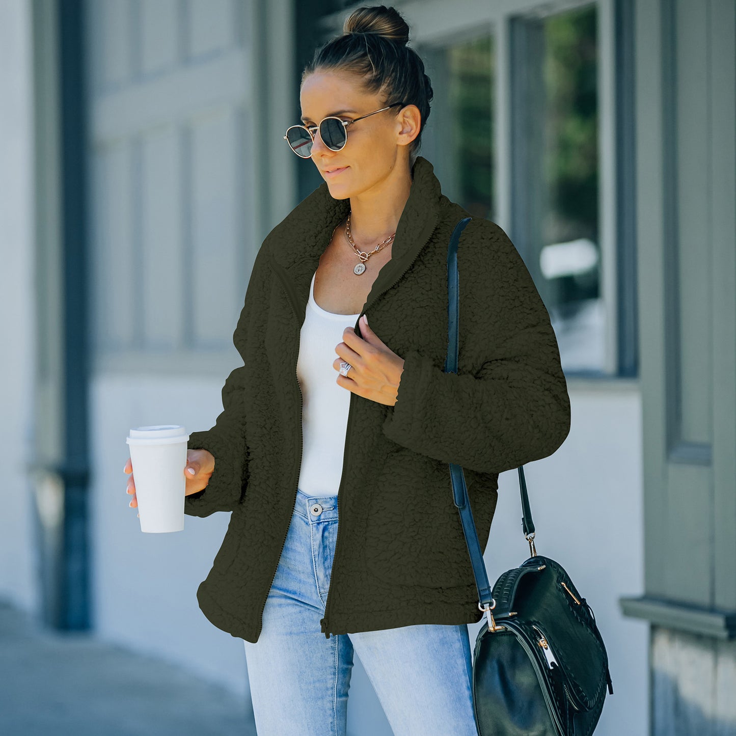 Chaqueta cálida de felpa de moda