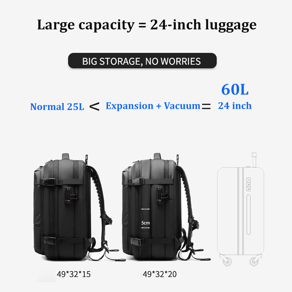 Expandable Waterproof Travel Backpacks Men Business Laptop