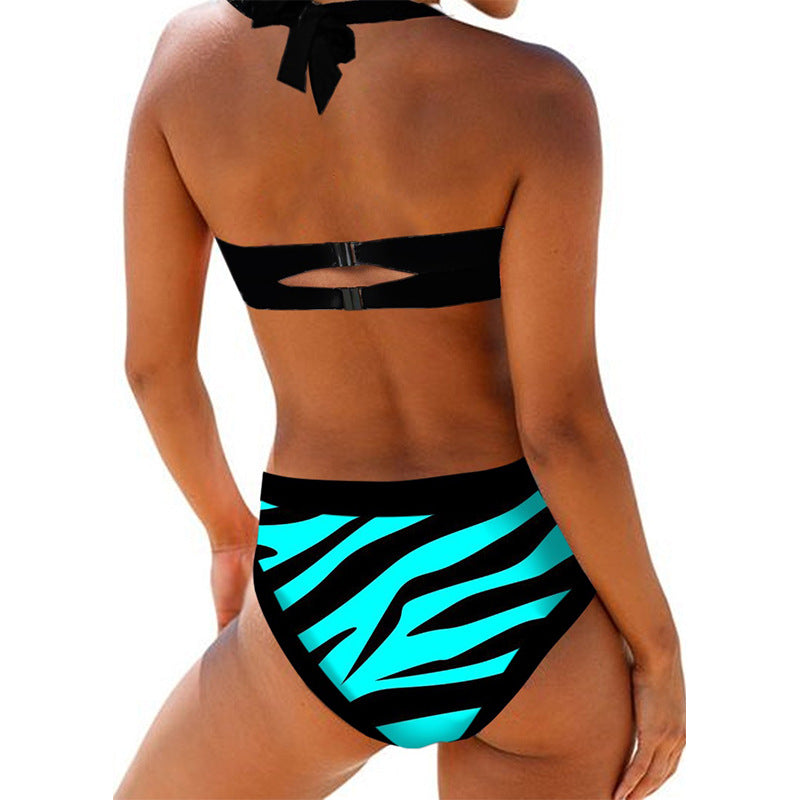 New Bikini Split Swimsuit Chest Tie Print Bikini