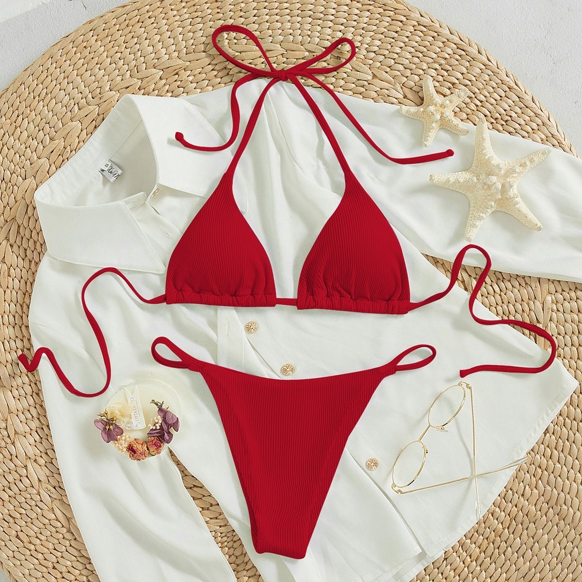 Bikini con lazo para colgar en el cuello, multicolor