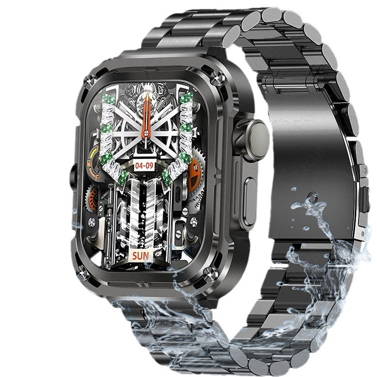 Reloj inteligente multifuncional para exteriores con pantalla grande y control de salud cuadrado
