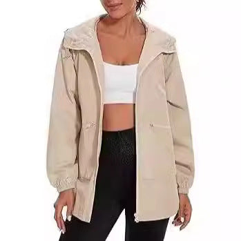 Long Sleeve Zipper Hooded Jacket Trench Coat