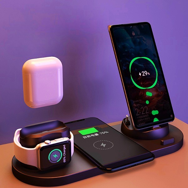 Wireless Charger For IPhone ,Pad , Watch 6 In 1 Charging Dock Station